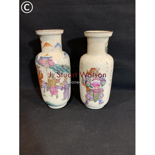 819 - Pair of Japanese crackleware vases height 23 cms