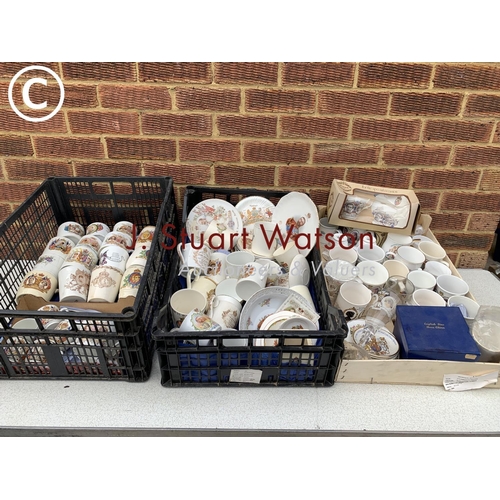 909 - Three crates of commemorative china