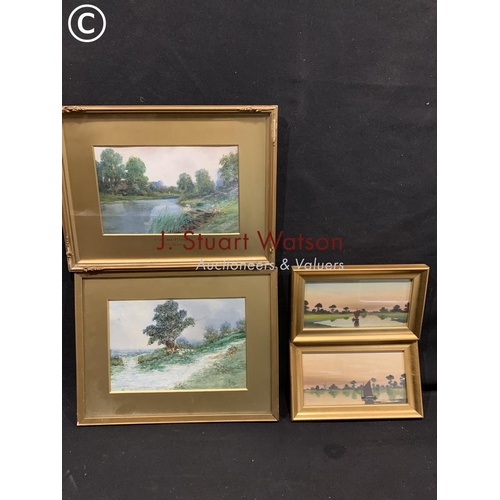 951 - Two gilt framed Watercolours  of West Sussex scenes by Chris Graham and two sailing prints