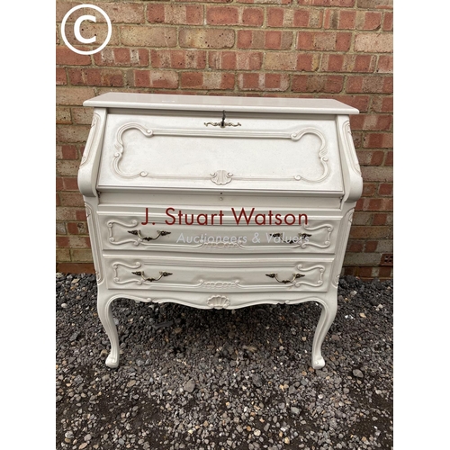 108 - A French style white painted bureau 88 wide