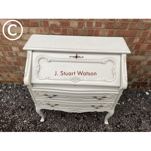 108 - A French style white painted bureau 88 wide