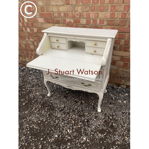 108 - A French style white painted bureau 88 wide