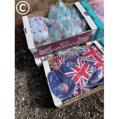 14 - Six trays of assorted new childrens bibs inc pigs and ducks etc