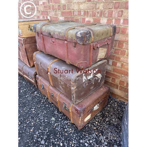 151 - Six large vintage travelling trunks