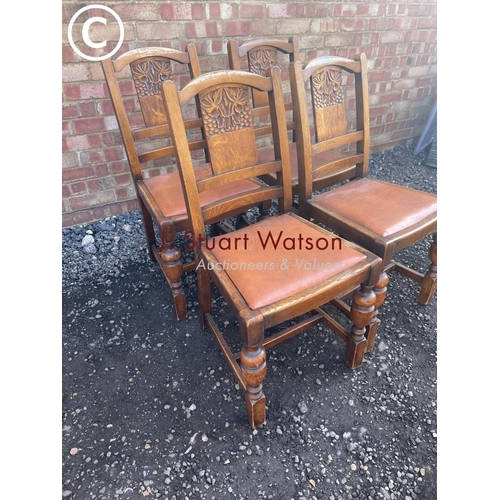 178 - A set of four 1920's oak dining chairs