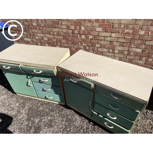 237 - A pair of vintage painted kitchen units AF