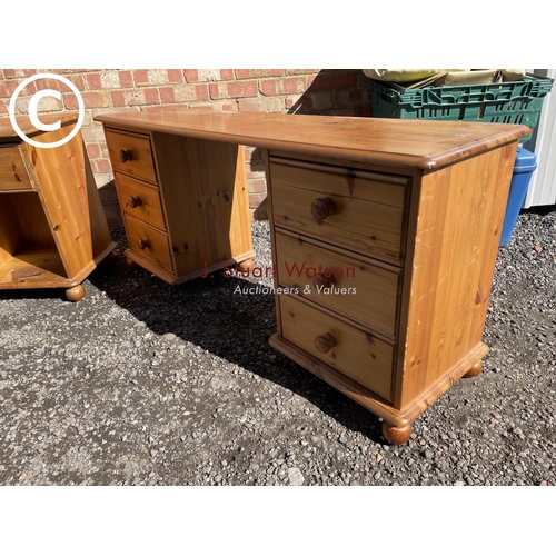 245 - A pine three piece bedroom set consisting of dressing table, chest and a bedside