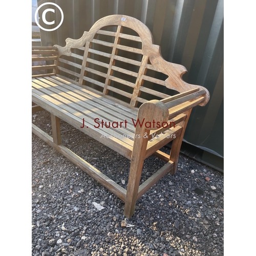 335 - A good quality hardwood garden bench after design by Lutchyens  167cm wide