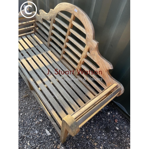 335 - A good quality hardwood garden bench after design by Lutchyens  167cm wide