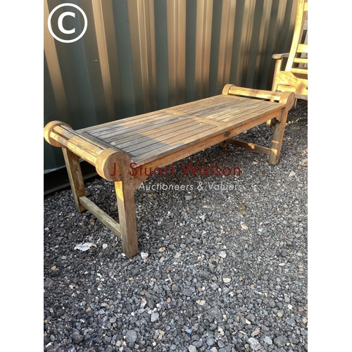 336 - A good quality hardwwod garden bench / side table after a design by lutchyens