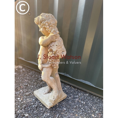 341 - A large weathered cast concrete statue of a cherub 100cm