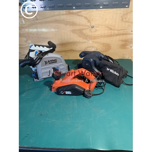 488 - Macallister circular saw, Wickes belt sander, Black & Decker planer