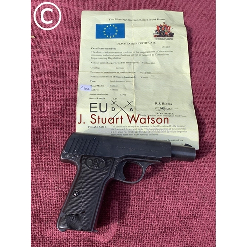 504 - Deactivated Wather Pistol with certificate