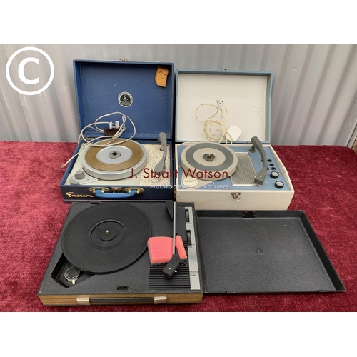 567 - 3 vintage portable record players; Emerson, Portadyne and one other