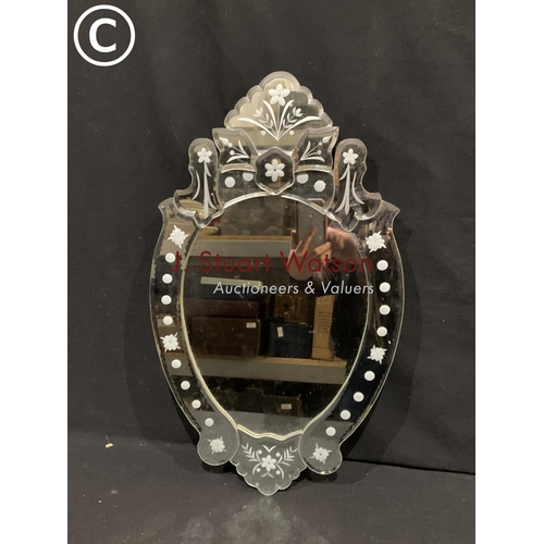 619 - Ornate etched mirror