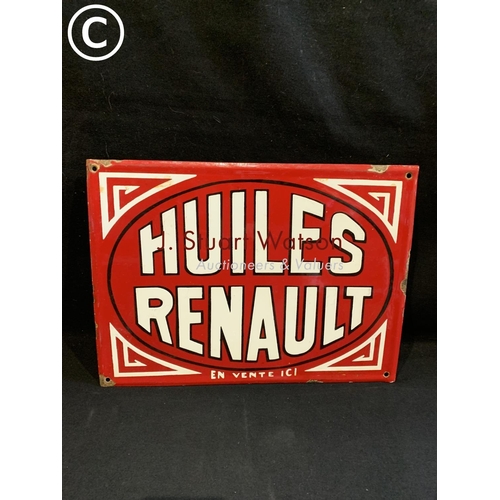 637 - Enamel Huiles Renault Sign, 35 x 26cms