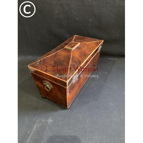 664 - Antique Mahogany tea caddy,