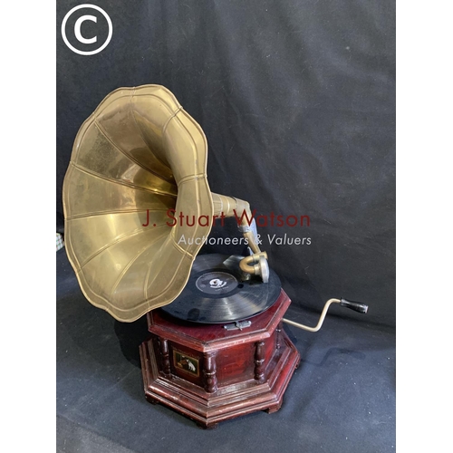 668 - Reproduction HMV Horn gramophone