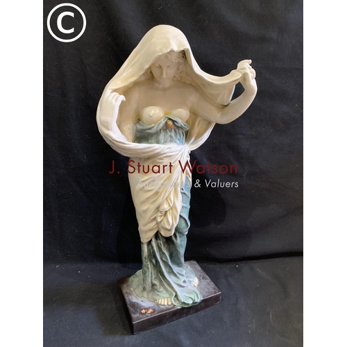 682 - Chalk veiled lady Figure, height 64cms