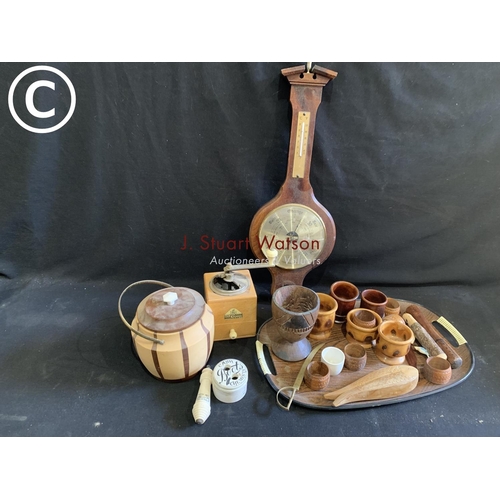 685 - Barometer and wooden ware