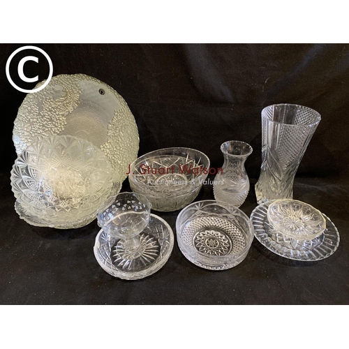 702 - Glass bowls and vases, including Galway vase