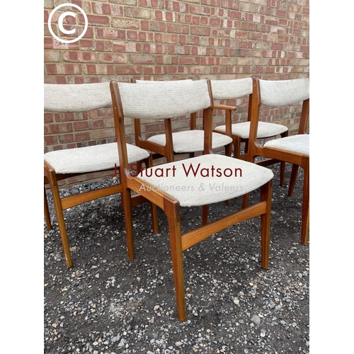 71 - A set of five mid century danish teak chairs  by Erik Buch including one carver