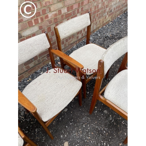 71 - A set of five mid century danish teak chairs  by Erik Buch including one carver