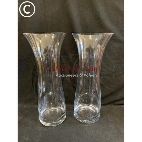 712 - Pair tall glass vases, height 60cms each