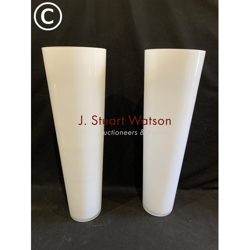 713 - Pair white conical vases, height 70cms