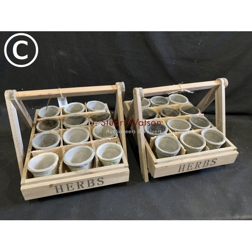 720 - Pair of wooden herb pot trays