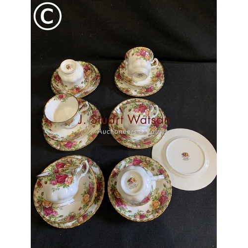 780 - Six Royal Albert Old Country Roses trios, one cup cracked