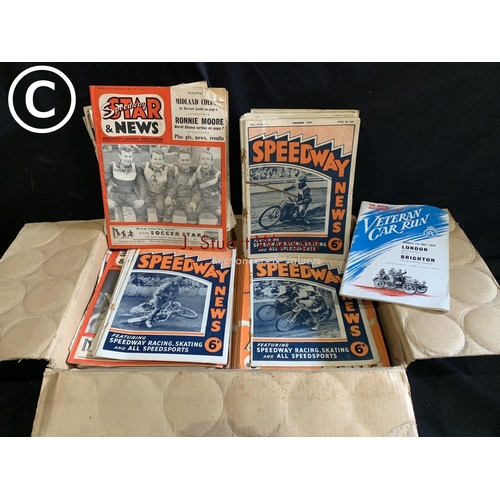 792 - Box of Speedway News magazines late 1940's - early 60's