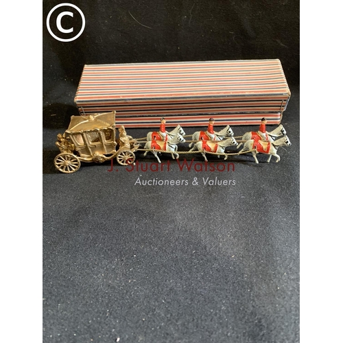 796 - Boxed painted die cast Coronation Coach length 22 cms