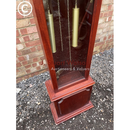 80 - A small reproduction longcase clock working order