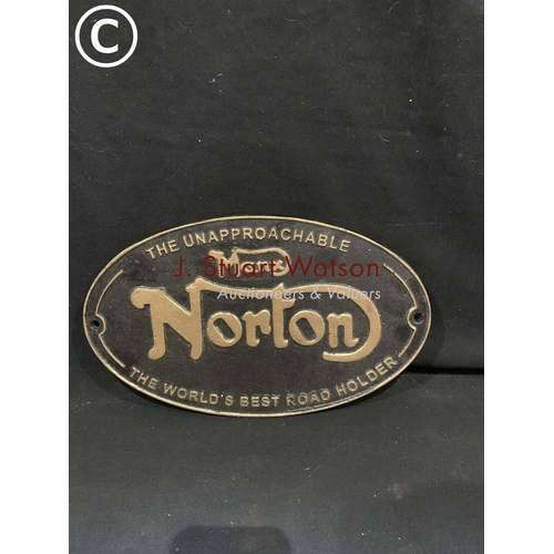 847 - Cast Iron Norton Sign diameter 32 cms