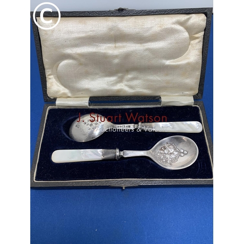 855 - Pair of boxed Berry Spoons