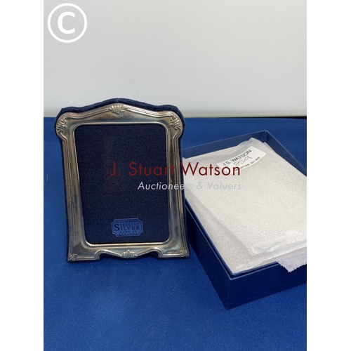 859 - Boxed Hallmarked Silver photo frame height 12 cms