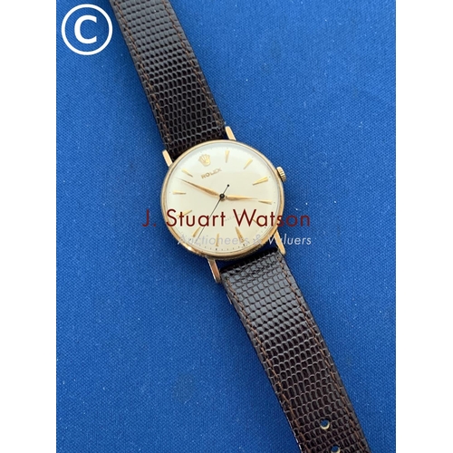 863 - Gents 9ct Gold Rolex Precision Watch with rare coin edge, circa 1959, inscription to back. No papers... 