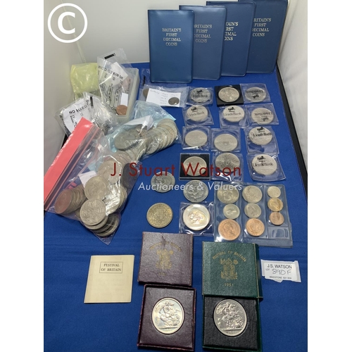 890f - 71 GB Crowns and other Coins including 1953 Coronation year coin set