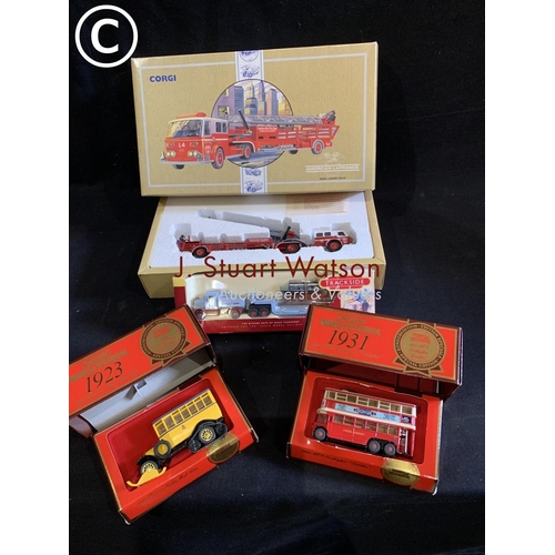 900 - Corgi boxed Aerial Ladder Truck and Trackside Boat transporter, two Special Edition Models of Yester... 