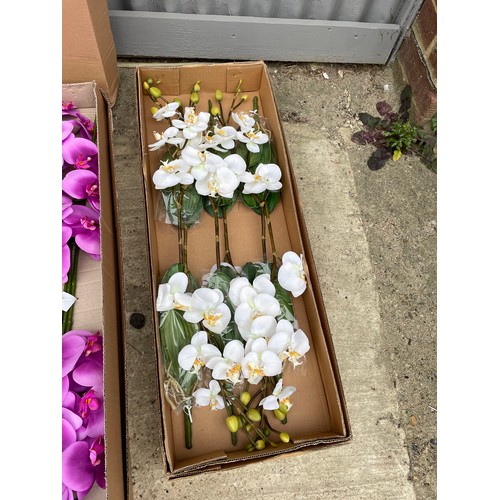 385 - Box of 6 artificial white orchids