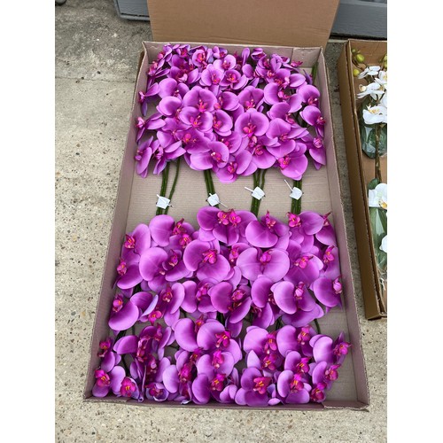 387 - Box 12 artificial pink orchids