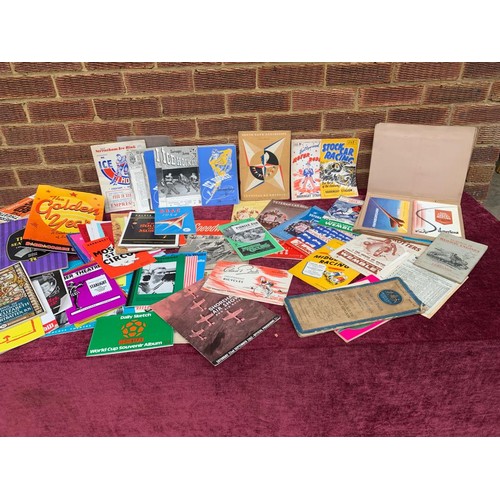 988 - A collection of 1950's  and 60's Ice Hockey, motor racing, theatre programmes and ephemera in two al... 