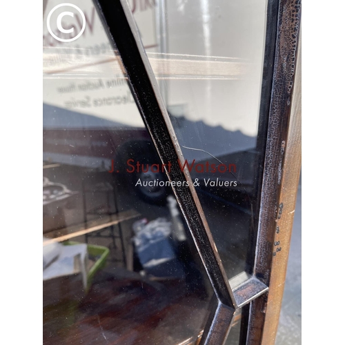 8 - A Victorian mahogany glazed bookcase with satinwood inlay and four adjustable shelves 81x35 x182