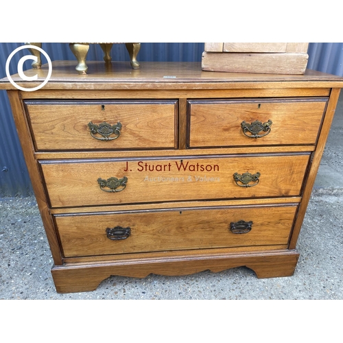 101 - An Edwardian chest of four togethr with a pine bedside and a loom style box