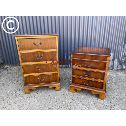 50 - Two reproduction yew chests of four