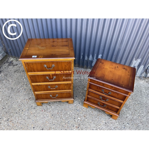 50 - Two reproduction yew chests of four