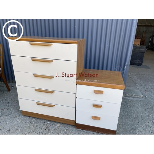 59 - 1970's chest of drawers with matching bedside