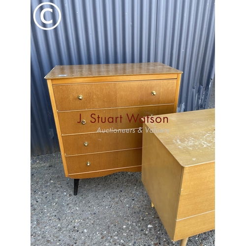 60 - Two retro light oak chests of drawers