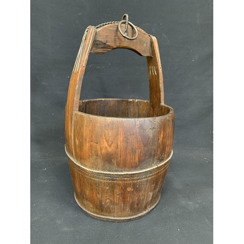 560 - Wooden well bucket, height 57cms